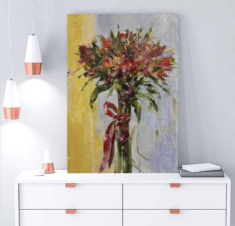 Original oil painting Bouquet Of Alstroemeria Oil flowers oil painting Painting on canvas Gift Birthday Wedding PAINTING FOR INTERIOR