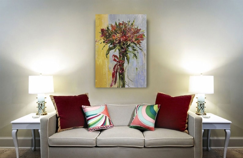 Original oil painting Bouquet Of Alstroemeria Oil flowers oil painting Painting on canvas Gift Birthday Wedding PAINTING FOR INTERIOR