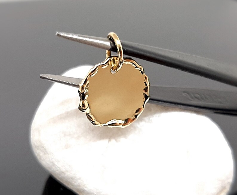 Pendant Gold 585 Plate Circle Nugget ca 15 mm