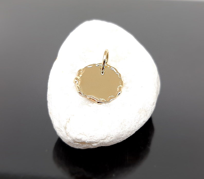 Pendant Gold 585 Plate Circle Nugget ca 15 mm