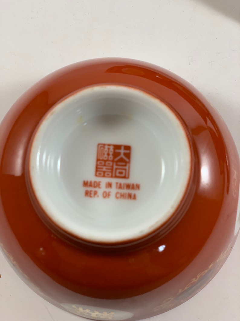 Vintage Taiwan Taipei Oriental Porcelain bowls and spoon