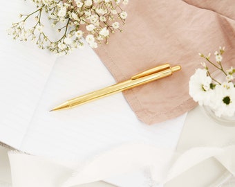 Gold Ballpoint Pen, Minimalist Pen, Gold Metal Pen, Stylish Pen, Fashion Pen, Wedding Guestbook Pen, Gold Pen, Black Ballpoint Pen