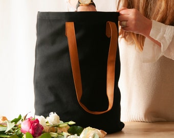 Black Tote Bag, Shoulder Bag, Cotton Tote Bag, Shopping Bag, Shopper Bag, Cotton Tote Bag, Cotton Tote, Minimalist Bag, Bag for Life