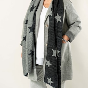 Reversible Ribbed Star Scarf, Ladies Winter Scarf, Star Scarf, Winter Scarf, Personalised Winter Scarf, Gift For Her, Blanket Scarf, Ladies image 1