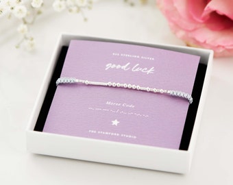 Good Luck Bracelet, Good luck Friendship Gift, Sterling Silver, Morse Code Bracelet, Hidden Message, Good Luck Gift For Her, Silver Bracelet