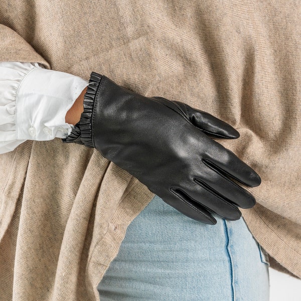 Black Leather Gloves Etsy