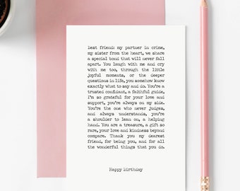 Best Friend Birthday Card, Meaningful Birthday Card, Thoughtful Birthday Card For Friend, Happy Birthday Bestie, Best Friend Poem Card