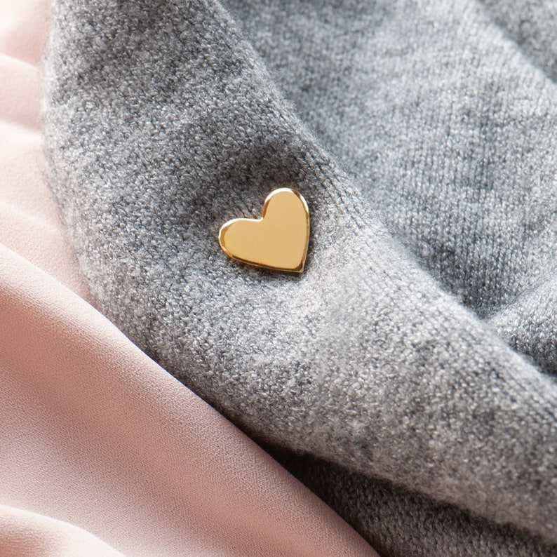 Gold Heart Pin, Cute Heart Gold Lapel Pin, Bridesmaid Gift, Hen Party Badge, Birthday Gift Friend, Minimalist Heart Brooch, Love Heart Pin image 5