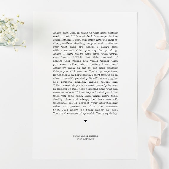 newborn letter to daddy print new daddy gift new dad gift etsy