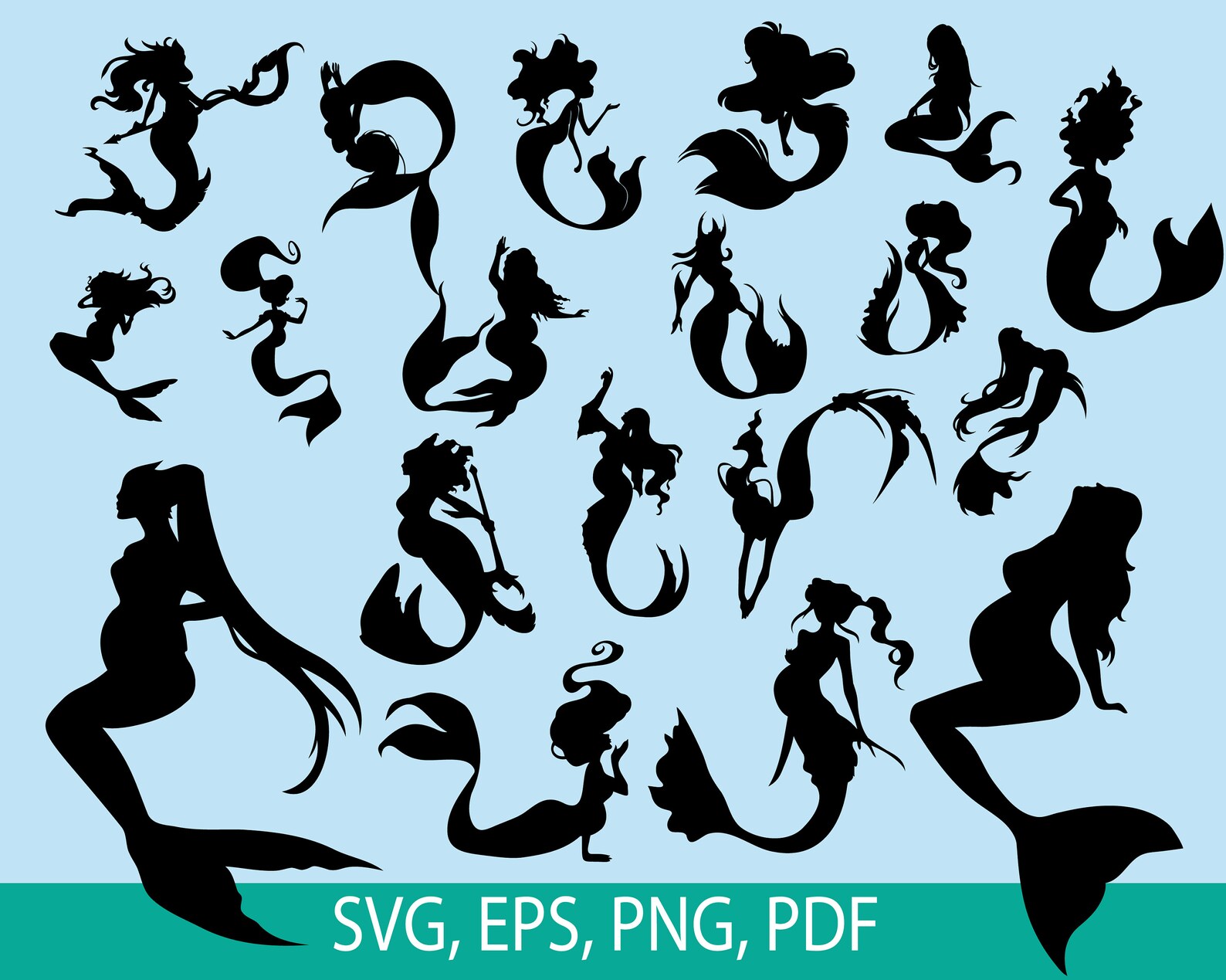Pregnant Mermaid silhouette svg Pregnant woman svg Party Etsy