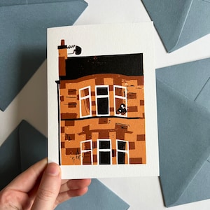 Glasgow Window A6 Greetings Card (Scottish Gift, Glasgow Gift, Cityscape, Scotland, Tenement Flat)