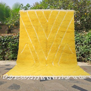 Yellow Moroccan rug, Berber Carpet, Moroccan shag rug, Large area rug 9x12, Home decor, Woolen rug, Morrocan rug 8x10, Beni ourain, Teppich