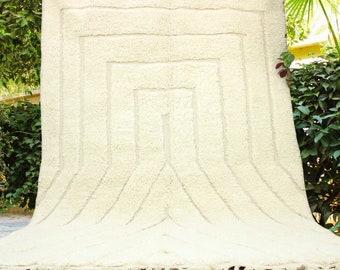 Alfombra Beni Ourain marfil, alfombra marroquí blanca, alfombras bereberes de Marruecos, alfombras blancas para salón, alfombra de lana grande, alfombras blancas, alfombras y moquetas
