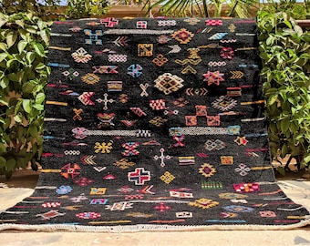 Moroccan rug Black, Custom made rugs, Rustic home decor, Nomadic Carpet, Teppich, Bohemian Living Room, wool rug large, Housewarming Gift
