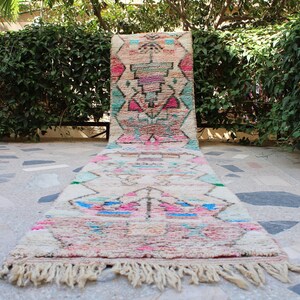 PINK BOUJAAD RUNNER, Unique Berber Runner, Moroccan rug runner, Berber rug, Geometric runner, Handwoven Hallway Pink Rug, Moroccan rug 2x10