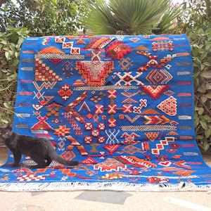 Blue Moroccan rug, Rugs for living room, Kelim Teppich, Morrocan rug, Handmade Moroccan carpet, Berber rug, floor & rugs, Moroccan wool rug