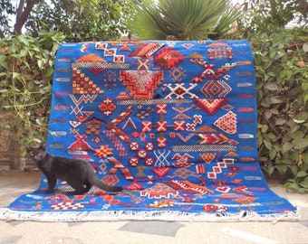 Custom Morrocan rug, Berber rug blue, Ethnic home decor, Housewarming Gift, Rugs for living room 8x10, Tribal wool carpet, Kelim teppich