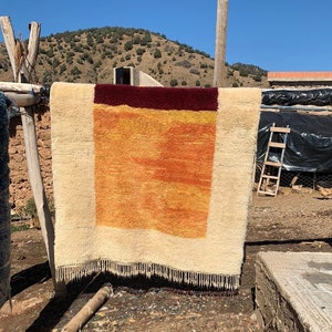 Morrocan rug, Large moroccan wool rug for living room, Beni Ourain wool rug, Moroccan shag rug, Soft wool berber rug, Living room area rug
