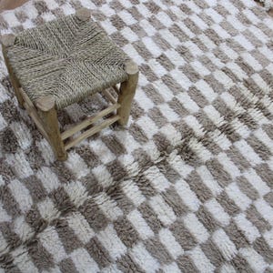 Cream Moroccan rug, Handmade Berber rug, Wool Rugs for living room, Morrocan rug, Checkered rug Brown, Beni ourain Carpet, rug 8x10, Teppich