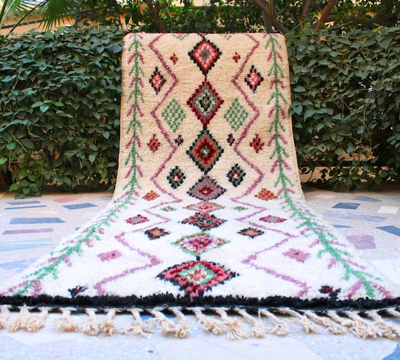 Custom Beni ourain runner, läufer teppich wolle, Berber white wool runner, Custom size runner rug, Neutral rug for hallway, Azilal runner
