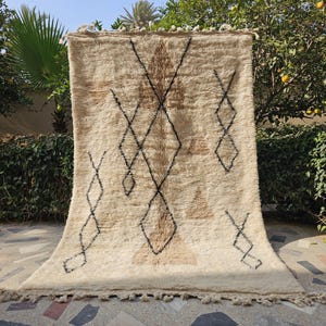 Beni ourain rug, Moroccan shag rug, Home decor, Beige Moroccan rug, Berber brown rug, beniourain rug, Rugs and carpet, Teppich, Morrocan rug