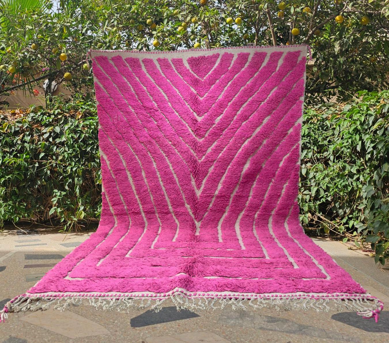 Beni Ourain rug Pink , Hand knotted white rug, Pink Moroccan rug, Engraved Berber rug, Large Rugs for living room, Modern Pink wool rug