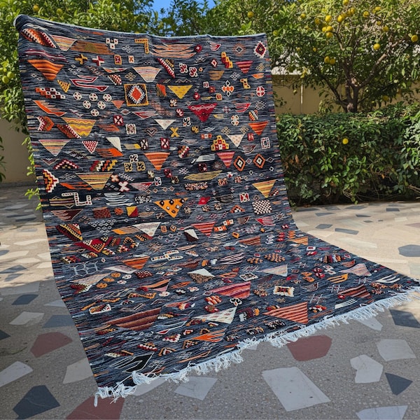 Blue Moroccan rug, Custom made rug, Large area rug 9x12, Rug living room 8x10, Hand Woven Rug, Morrocan carpet, Unique Handmade Rug, Teppich