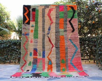 Rare Moroccan rug vintage 5x7, Berber rug Pink, Boujad rug, Colorful Rugs for living room, Handmade rug wool, Teppich Marokko, Morrocan rugs