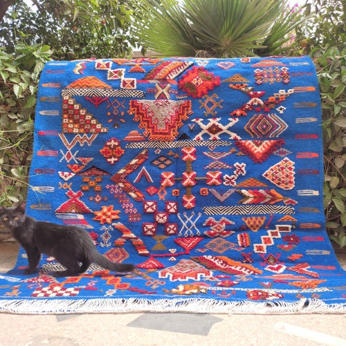 Morrocan rug, Berber rug, Rugs for living room, Blue Moroccan rug, Teppich, Floor & rugs, Wool rug, Moroccan rug 9x12, Custom Morrocan rug