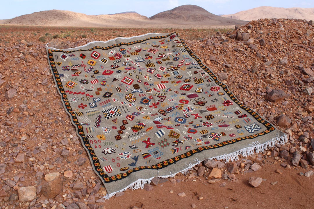 Handmade Berber Wool Rug, Gray Moroccan Rug, Ethnic Home Decor, Nomadic ...