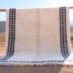 Custom Moroccan rug, Home decor, Large area rug 9x12, Beni Mrirt rug, Moroccan shag rug, Moroccan carpet, Bohemian rug, Black and White rugs