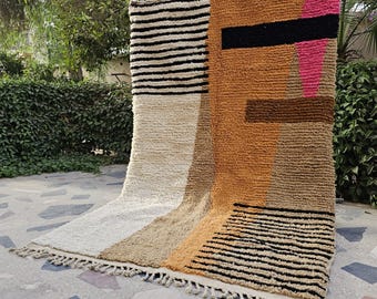 Handmade Beni Ourain Wool Rug: Brown Berber Shag Rug, Moroccan rug, Bold color rug, Earthy Rug, Terracotta rug, Made to Order Rug, Teppich