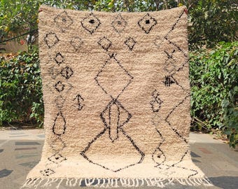 Beni ourain berber moroccan rugs, white and black rugs for living room, white shaggy rugs, hand knotted wool rug, wool berber rug, woven rug