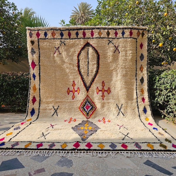 Tappeto marocchino bianco, tappeto berbero fatto a mano, tappeto Beni Ourain, tappeto artigianale in lana, TAPPETI DI GRANDI DIMENSIONI 9X12, grande tappeto marocchino, tappeto minimalista
