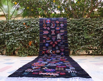 Custom Moroccan Runner Rug, Black Moroccan Berber runner, wool Berber hallway rug, rugs and runner, Läuferteppich, Moroccan Hallway Decor