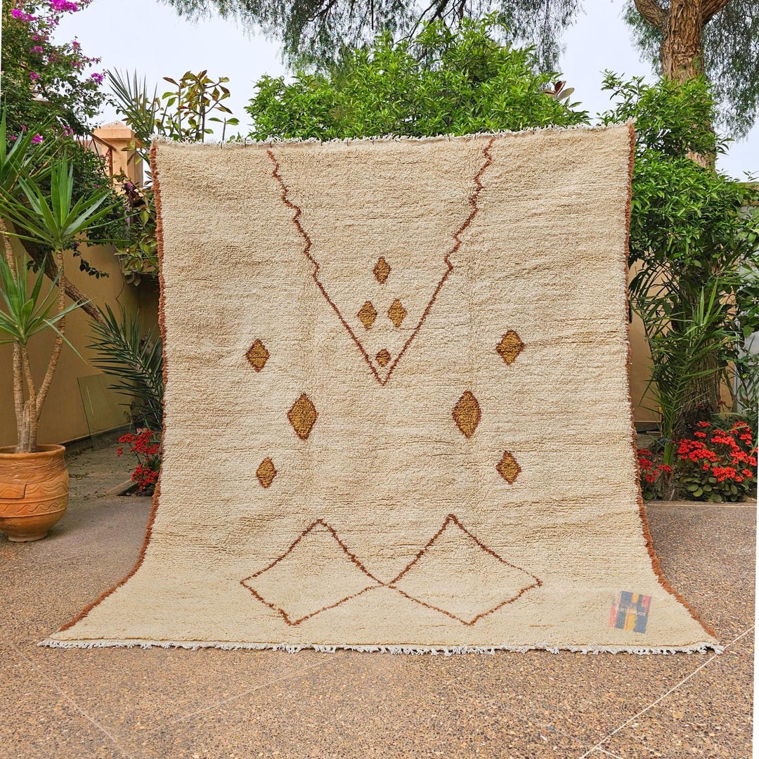 Custom Moroccan Rug – Beni Ourain Style – Cream Wool Berber Rug With ...