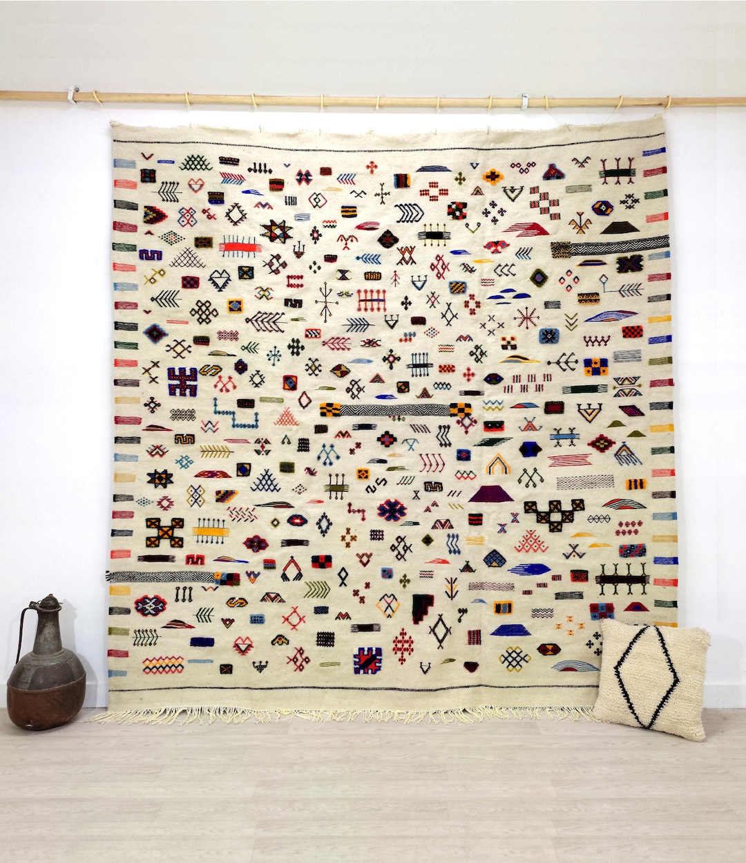 Caliban Rugs Morrocan Berber Rug, Custom Size Rugs, Artisan Wool Carpet, Cream White ...