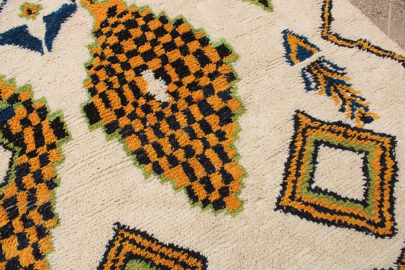 Large Moroccan Rugs, Beni Ourain Rug, Wool Rugs for Living Room, Azilal