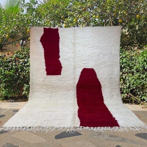 Custom Moroccan wool rug, Beni ourain rug, Red Berber area rug, Soft Wool living room rug, Berber carpet red, Rugs, Teppich, Plush Shag rug