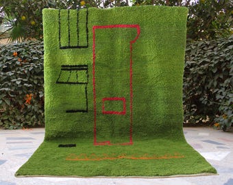 Alfombra marroquí personalizada, alfombra Beni Ourain, alfombra verde, alfombras para sala de estar, alfombra bereber, alfombra de lana suave, alfombra bereber marroquí, Wollteppich