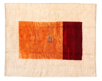 Moroccan rug berber, wool rug hand knotted, berber rug, rugs for living room orange, moroccan rug orange, teppich wolle, Beni Mrirt rug, rug