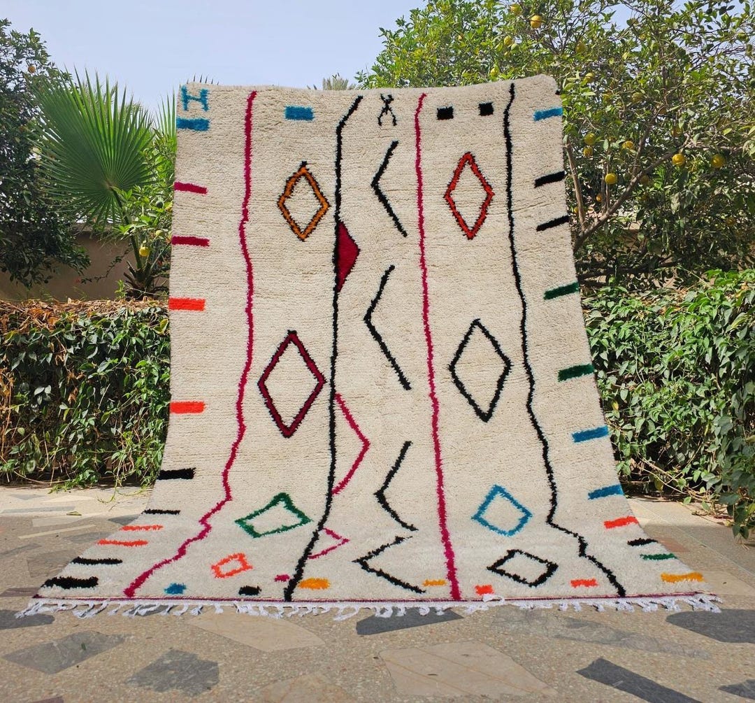 Handwoven Beni Ourain Wool Rug: White Moroccan Berber Carpet - Etsy