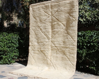 Alfombra marroquí blanca, Alfombras para salón 8x10, Alfombra marroquí tejida a mano, Alfombra minimalista, Teppich, Alfombra marroquí blanca, Alfombra marroquí Beni Ourain