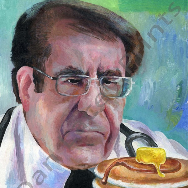 Canvas Print / "Dr. Now (Younan Nowzaradan) - My 600 Pound Life Disapproving Pancake Glare" from Original Dan Lacey Painting