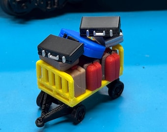 Deluxe O, Ho scale Luggage Cart Suitcase set colored Platform Accessories