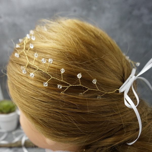 Kristall-Braut-Haarschmuck Haarkranz Hochzeit gold Perlen Kristallen Haarschmuck für Braut/Brautjungfer Glamour Belle's Brides