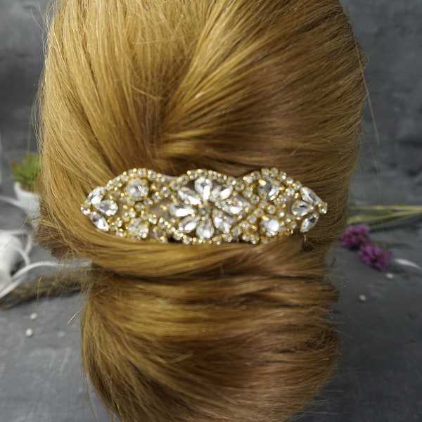 gold Braut-Haarkamm Strass mit Kristall Strass Haarschmuck für Braut/ Brautjungfer Hochzeit BBIL GG