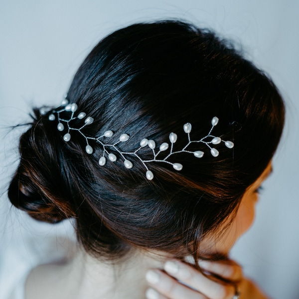 PERLA rotgold/ gold/ silber Brauthaarschmuck Perlen-Haarband Hochzeit Haarrebe Brautjungfer Trauzeugin Blumenmädchen Diadem Tiara Ranke