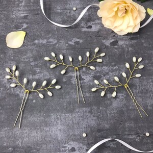 DRESSOOS Braut Haarnadeln Mit Perlen - 2 Stück Hochzeits Haarspangen Gold