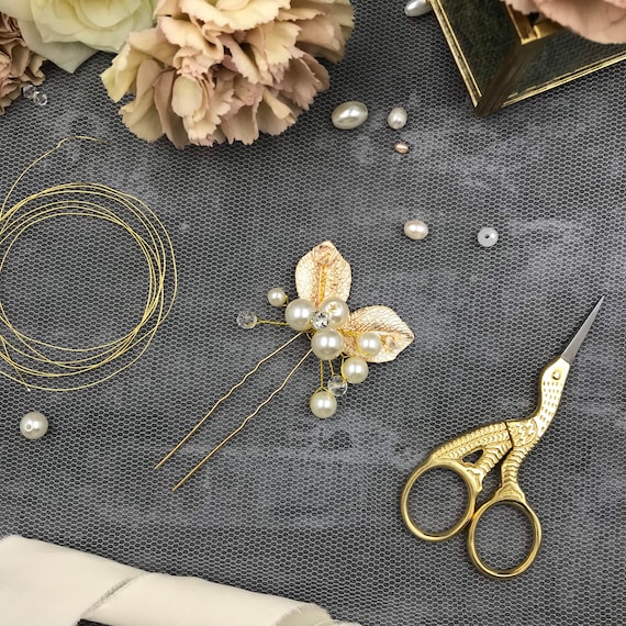 8 Stück Braut-Haarnadeln Mit Blattgold & Perlen – Vintage-Kopfschmuck Für Hochzeit, Brautjungfern & Blumenmädchen